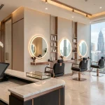 Modern beauty salon interior with POS terminal in UAE