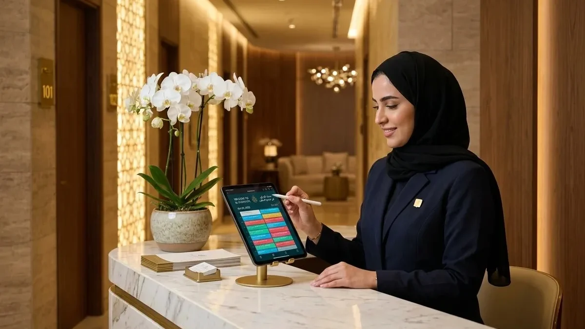 Why UAE Spas Need a Dedicated POS System in 2026 6 Spa receptionist using a POS system at a UAE wellness centre