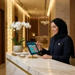 Why UAE Spas Need a Dedicated POS System in 2026 5 Spa receptionist using a POS system at a UAE wellness centre