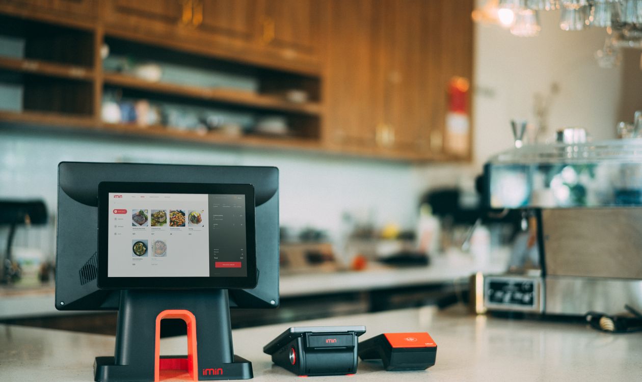 Digital point-of-sale terminal on a restaurant counter